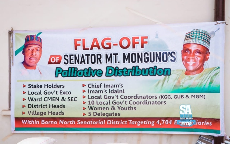 PALLIATIVES: SEN. MONGUNO FLAGGED OFF THE DISTRIBUTION OF FOODSTUFF TO 4,704 CONSTITUENTS.