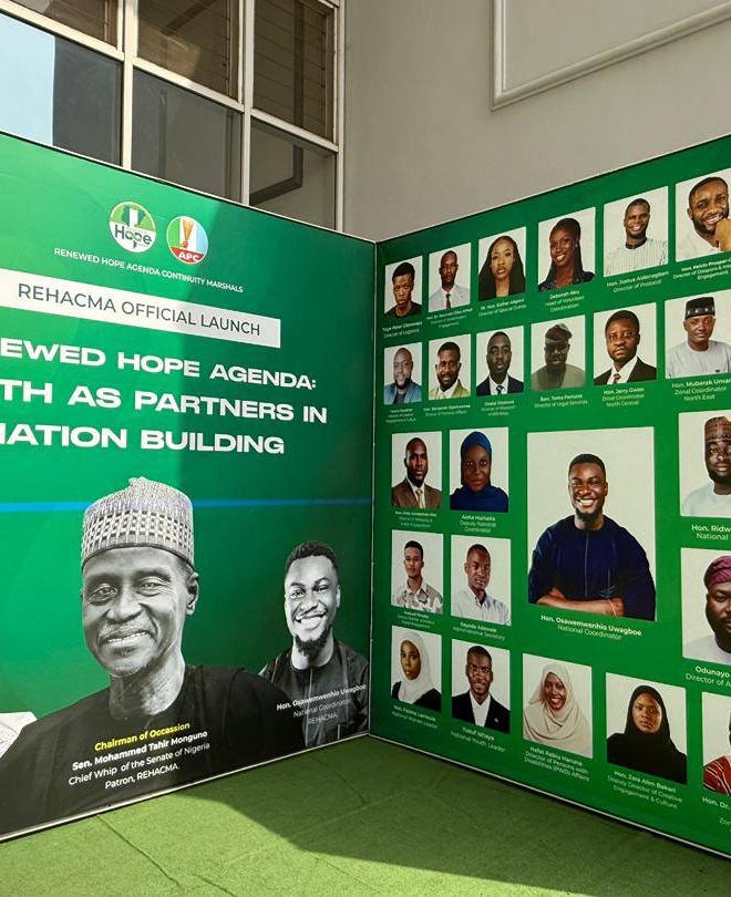 SEN. MONGUNO CHAIRS REHACMA NATIONAL LUNCH, APPOINTS AS PATRON, COMMENDS TINUBU-SHETTIMA ADMINISTRATION ON YOUTH INCLUSION.
